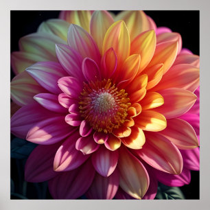 Rosa Red Orange Gult Lila Dahlia Flower Poster
