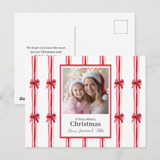 Rosa Red Photo jul Helg Vykort (Fram/baksida)