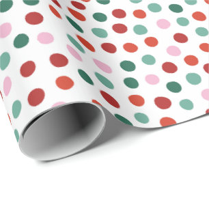 Rosa Red Polka dots Mönster jul Presentpapper
