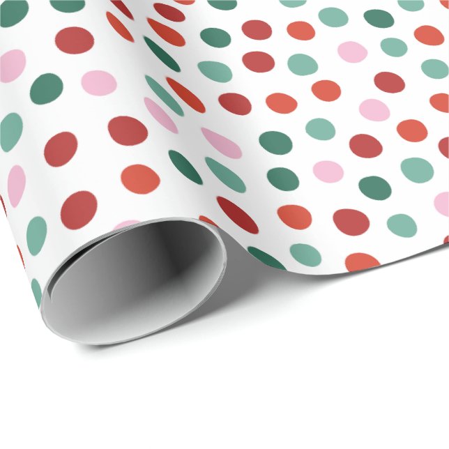 Rosa Red Polka dots Mönster jul Presentpapper (Rullad Hörn)
