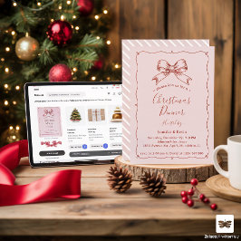 Rosa Red Retro Bow Fransk Julmiddag Julkort