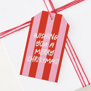 Rosa Red Retro-julklapp Märkre Presentetikett