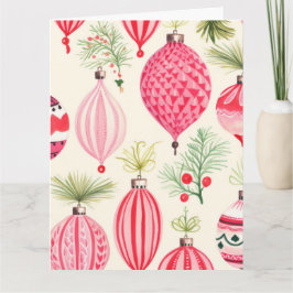 Rosa Red Retro-julprydnader Kort