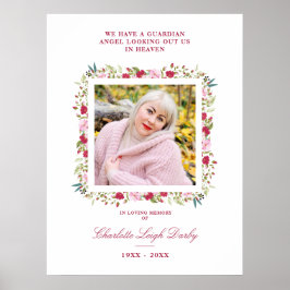 Rosa & Red Shades Botanical Blommigt Garland Photo Poster