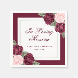 Rosa Red Silver Blommigt Funeral Memorial Pappersservett