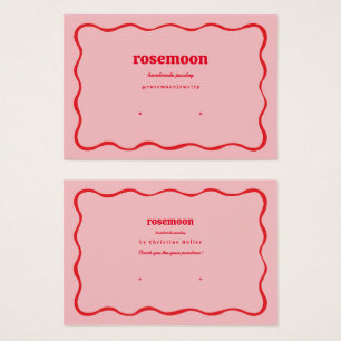 Rosa Red Squiggle Modern Earring Visning Card Visitkort