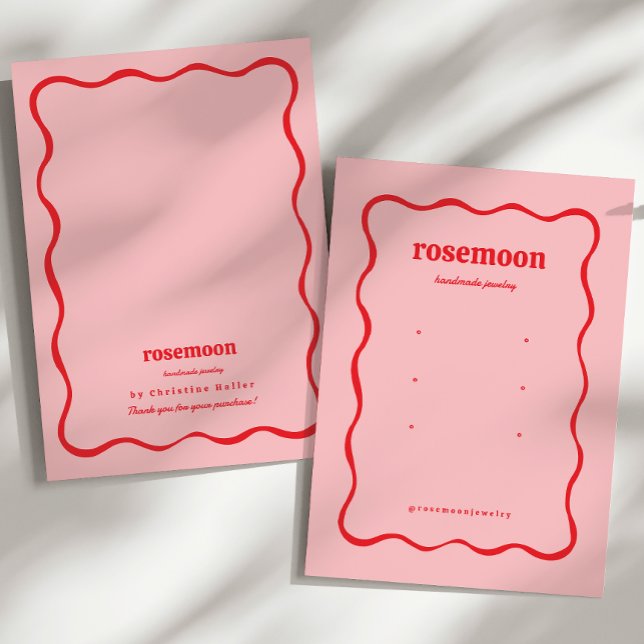 Rosa Red Squiggle Modern Earring Visning Card Visitkort (Skapare uppladdad)