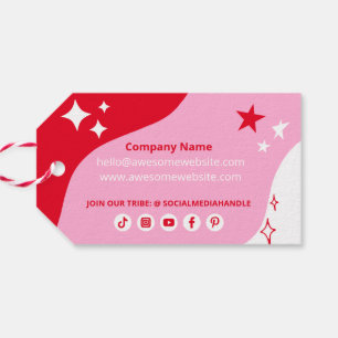 Rosa Red Stars Anpassningsbar Business Logotyp Soc Presentetikett