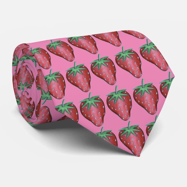 Rosa Red Strawberry Berry Strawbär Fruit Tie Slips (Rullad)