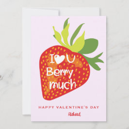 Rosa Red Strawberry I Kärlek You Valentines day Ca Inbjudningar