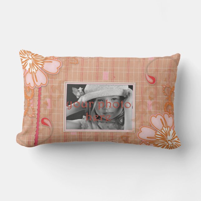 Rosa Red Tan Play Lumbar Dekorativ kudde (Framsida)