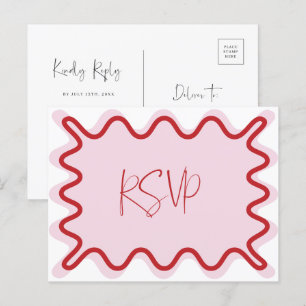 Rosa Red Vågigt Gräns OSA Postcard Vykort