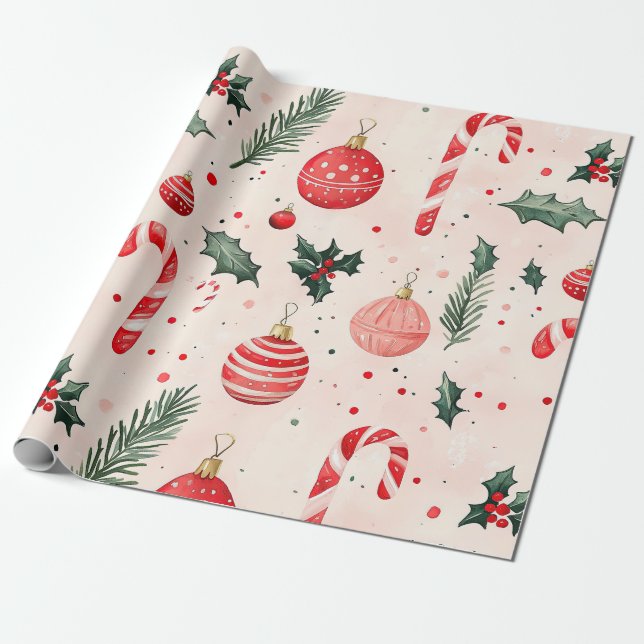 Rosa Red Vintage jul Presentpapper (Utrullad)