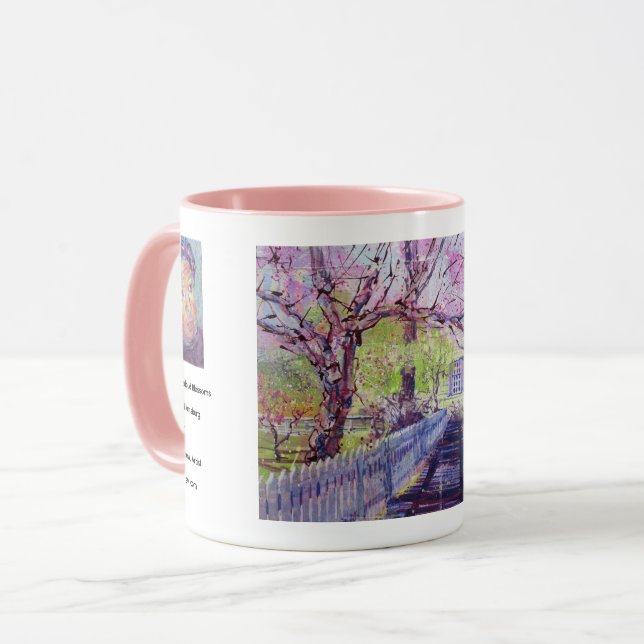 Rosa Redbud-träd blommar i Williamsburg Virginia Mugg (Framsida vänster)