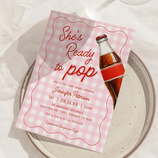 Rosa Redo till popup-fönster för små barn i soda Inbjudningar (Skapare uppladdad)