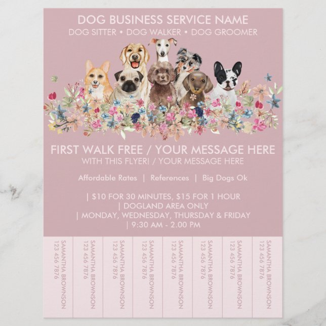  Rosa Reds Dog Walker Budget Biljett Reklamblad (Framsidan)