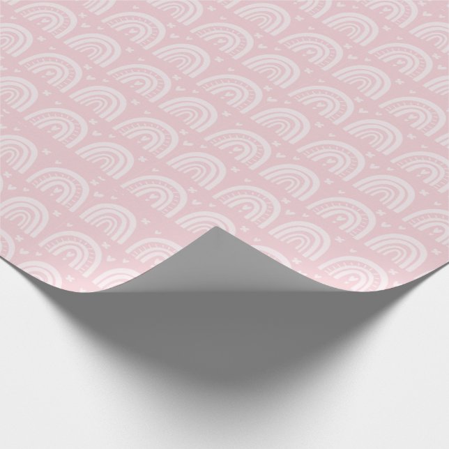 Rosa regnbågar flickaktig söt snygg baby shower presentpapper (Hörn)