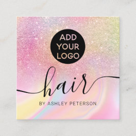 rosa regnbåge enmajsmarmor glitter logotyp fyrkantigt visitkort