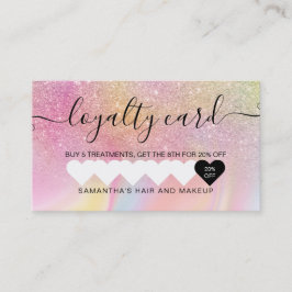 rosa regnbåge enmajsmarmor glitter lojalitetskort