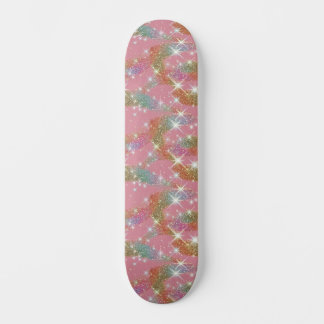 Rosa regnbåge falskt glitter gnistrande mönster mini skateboard bräda 18,5 cm