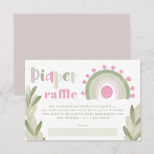Rosa regnbåge solsken blöja lotteri baby shower tilläggskort