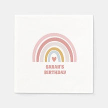 rosa regnbågslapkin för eget födelsedagsnamn