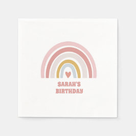 rosa regnbågslapkin för eget födelsedagsnamn pappersservett