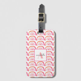 Rosa regnbågsmonogram initial bagagebricka