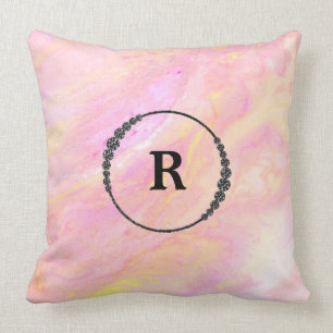 Rosa regnbågsskimrande Abrstract för *~*Monogram Kudde