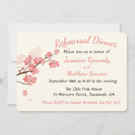 Rosa Rehearsal Dinner Cherry Blommars Flower Inbjudningar