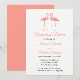 Rosa Rehearsal Dinner Flamingo Bröllop Luau Beach Inbjudningar