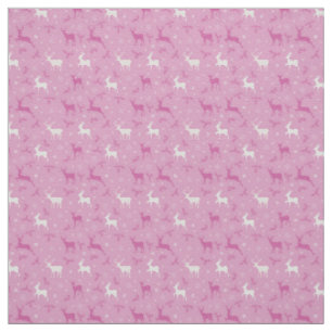 Rosa Reindeer jul Helgdag Fabric Tyg