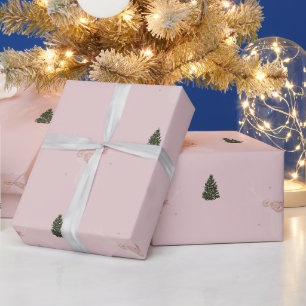 Rosa Reindeer Julgran inslagning papper Presentpapper