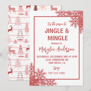 ROSA REINDEER & JULGRANAR ANPASSNINGSBAR MONOGRAM INBJUDNINGAR