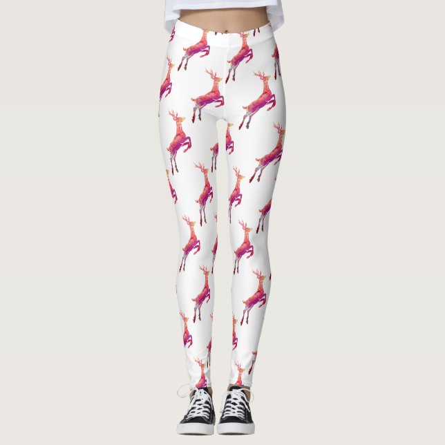 Rosa Reindeer Leggings (Framsida)