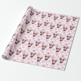 Rosa Reindeer Personlig Gift Wrap Presentpapper