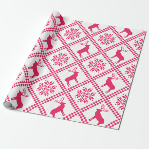 Rosa Reindeers geometriska jul mönster Presentpapper