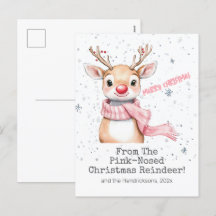 Rosa Reindeers julkort