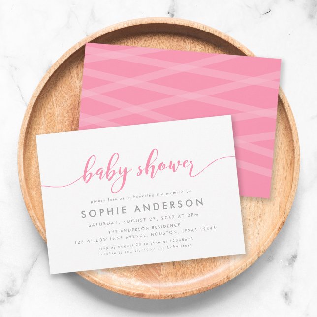 Rosa Relax Script Baby Shower-fest Inbjudningar (Skapare uppladdad)