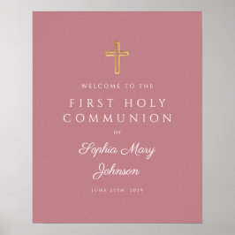 Rosa Religiösa Kor Girl First Communion Välkommen Poster