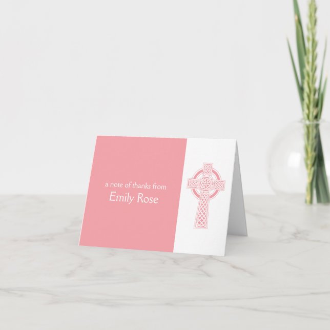 Rosa religiöst irländarekortack tack kort (Framsida)