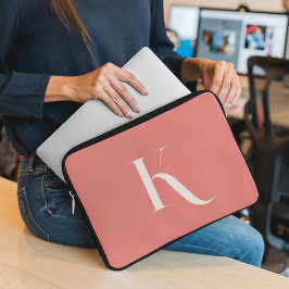  Rosa - ren, enkel, monogram initialt Namn Laptop Fodral