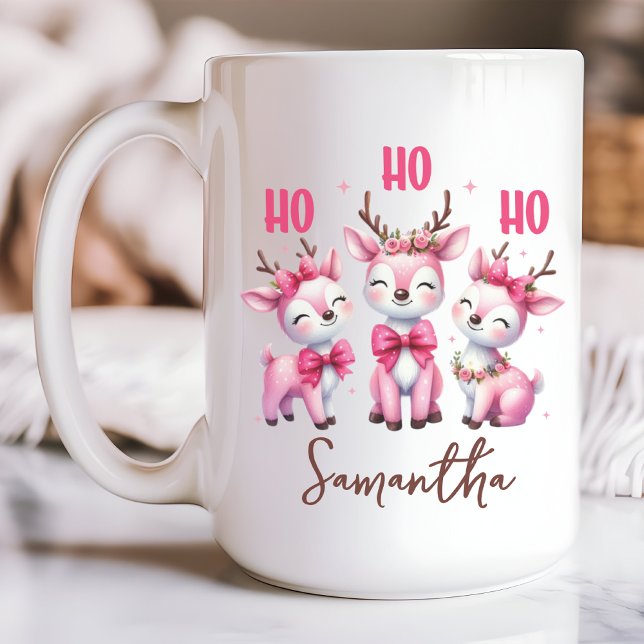 Rosa renar mugg, Ho ho mugg, Anpassat namn mugg ( ho ho ho mug, custom name mug, personalized name mug, Christmas vibes mug, New Year gift mug,)