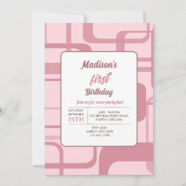 Rosa Retro Abstrakt Mönster Inbjudningar