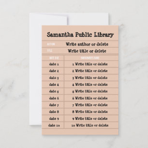 Rosa Retro Anpassad Anteckningsbok Linje Bibliotek Tack Kort
