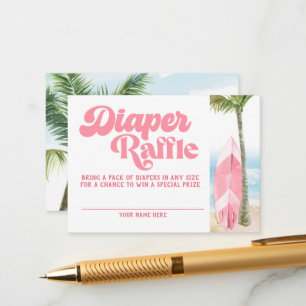 Rosa Retro Baby ombord på Surfan, bläddring Raffle Tilläggskort