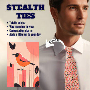 Rosa Retro Bird Älskare Stealth Manar Tie Slips