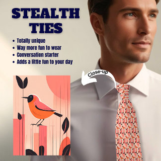 Rosa Retro Bird Älskare Stealth Manar Tie Slips