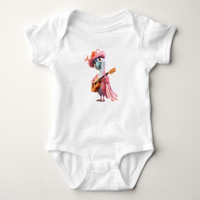 Rosa Retro Bird Rocker T Shirt (Framsida)
