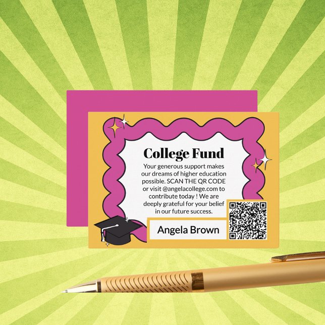 Rosa retro-bläckfisk vågigt college Fund studenten Tilläggskort (Skapare uppladdad)
